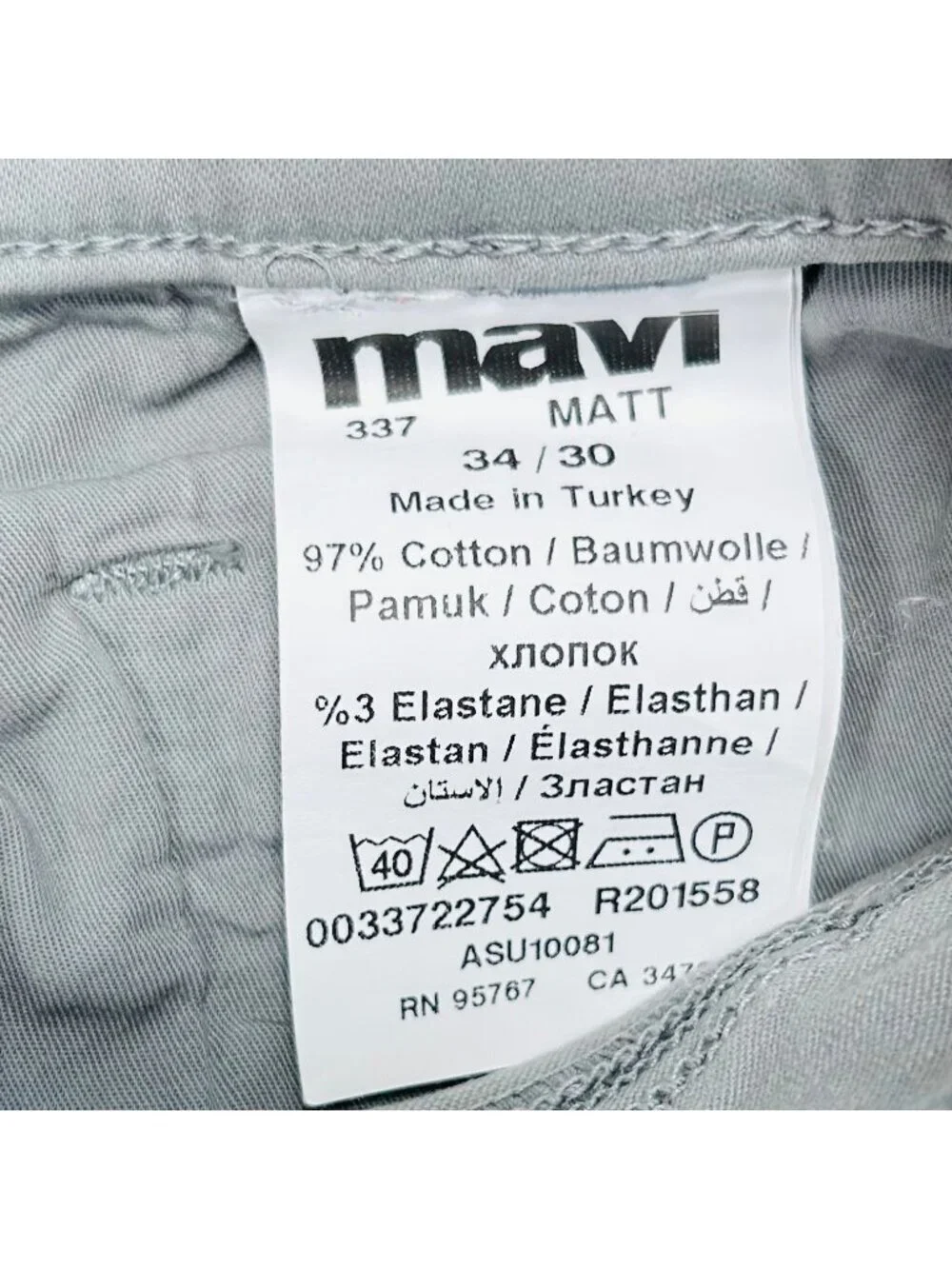 Mavi Matt Denim Jeans 34x30 Men Cotton Light Blue Casual Office Stretch Travel